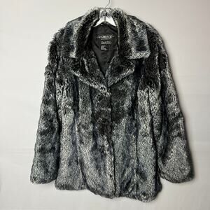 Mobwife Rampage Faux Fur Coat Y2K 90s Glam Quiet Luxury L Women Blue Gray Black